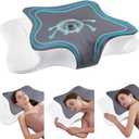 CHxxy Cervical Neck Pillow for Pain Relief Sleeping, Memory Foam Pillows, Ergonomic Side Sleeper Pillows, Cooling Orthopedic Neck Support Pillow for Back Stomach Sleepers-Queen Size Grey&White (Queen Size-24.8''Lx14.96''Wx5.78''H)
