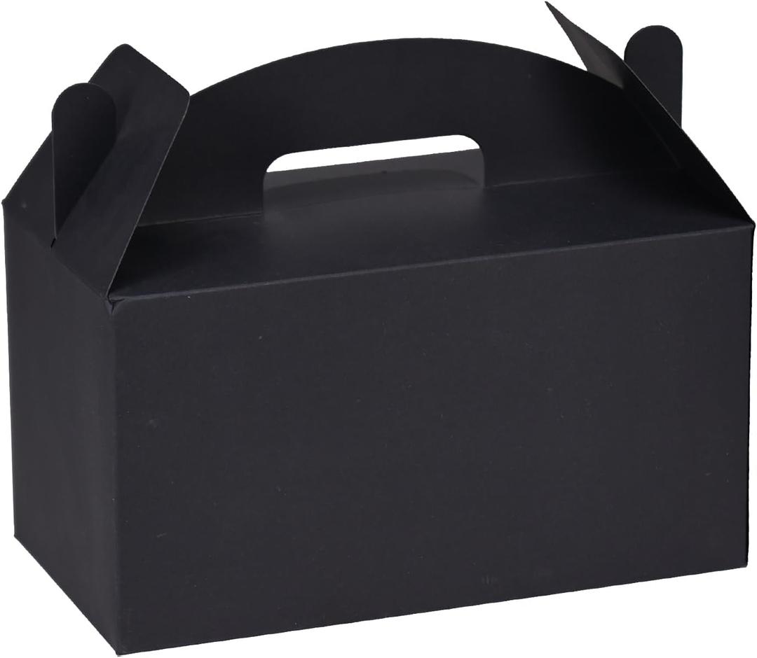 Aosric 30 Pcs Large Party Favor Boxes, 9.45x5x5 Inch Black Treat Boxes, Gable Boxes Candy Boxes Goodie Boxes Paper Gift Boxes with Handles for Kids Birthday Party Decoration Baby Shower Wedding (1 count (Pack of 30))