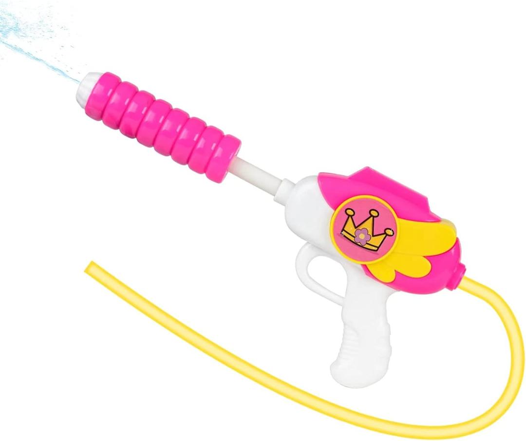 Pink Water Gun with Hose, Fun Pool Toys for Girls, Endless Water Supply Squirter - Easy to Use & Non-Stop Summer Fun
