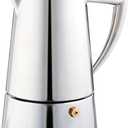 Cuisinox Roma 6-cup Stainless Steel Stovetop Moka Espresso Maker, 3.5"D x 3.5"W x 7"H