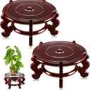 Geetery 2 Pcs 4 to 12 in Wooden Plant Stands Indoor Chinese Oriental Plant Stand for Vase Fishbowl Flower Pot Lamp Redwood Base Vintage Display Rack Decor(4 Inch)