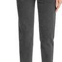 FABRACK Women's Maternity Jeans Mid-Rise Stretchy Boyfriend Jeans Under Belly Pregnancy Denim Pants with Elastic Inset Panel(Washed Black, Large)