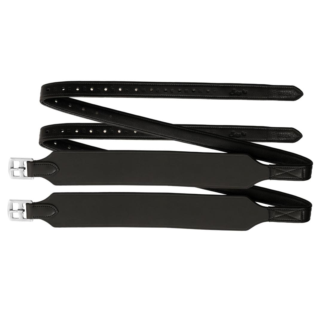 Exion Wide Stability Stirrup Leathers – 2.25” Broad English Saddle Straps with Non-Stretch Nylon Core – Vegetable Tanned Cowhide – Dressage & Jumping Leather Stirrups - Sizes: 48" to 62"