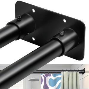 Creatyi 28 to 75 Inches Double Shower Curtain Rod Adjustable Double Shower Curtain Rods for Bathroom (28 to 75'', Black)