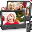 WONNIE 10 Inch Car DVD Players, Portable DVD Player Dual Screen Play Two Different or The Same Movie with 2 Headrest Mount, 5H Rechargeable Battery, Last Memory, AV Out/in, Support USB/SD/Sync TV (Black)