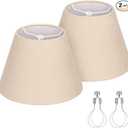 Seaside village Small Lamp Shades for Table Lamp, Natural Linen Lamp Shades Set of 2, 5.5" Top x 10" Bottom x 6.6" High, Brown Burlap Lampshade Replacement, Spider, Bulb Clip Adapters Included
