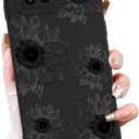 OOK Floral case for Samsung Galaxy S10 Plus Case, Cute Sunflower Floral Blooms Design Soft TPU Shockproof Protective for Women Girls Phone Cover - Black Flower