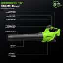 Greenworks 40V (130 MPH / 550 CFM ) Brushless Axial Leaf Blower, Ultra-Powerful for Wet Leaves, Heavy Debris, Gravel and Driveway Snow, Includes 4.0Ah Battery and Charger