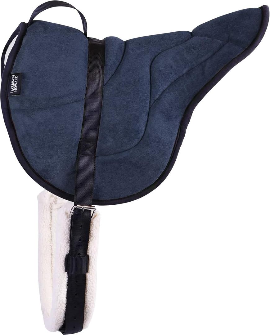 Harrison Howard Equestrian Saddle Pad Horse Riding Pad Bareback Pad with Girth (Navy)