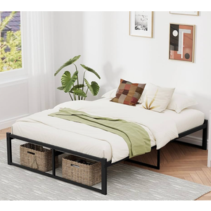 Anyelse Queen Bed Frame, 14 Inch High Heavy Duty Metal Platform Bed Frame Full Size No Box Spring Needed, Large Under Bed Storage Space, Anti-Slip, Noise-Free (Max Load: 1200lb)