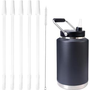 Straw Adapter Kit for Yeti 1 Gallon Water Jug, Straw for Yeti Gallon Water Jug, 5-Pack of Reusable BPA Free Straws, Includes Cleaning Brush, Food-Grade Plastic