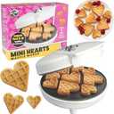 Mini Hearts Waffle Maker- Make 9 Heart Shaped Waffles or Pancakes for Breakfast Love w Electric Nonstick Iron- Unique Treat for Kids Adults- Waffler Griddle w Recipe Guide- Mother's Day Gift for Her