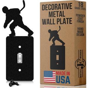 Innovative Fabricators, Inc. Hockey Single Light Switch Plate Cover (Black)