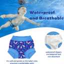 BIG ELEPHANT 2 Pcs Rash Guard Swim Diapers Sets for Unisex Baby, Boys Girls Long Sleeve Swimsuit with UPF 50+ Sun Protection (Blue)
