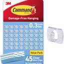 Command Clear Indoor Mini Light Clips Value Pack, 45 Clips, 54 Strips, Damage-Free String Light Hangers for Home, Room, Wall, Office, and Dorm Decor, Great for Cable Management, Holds Up to 0.3 lb