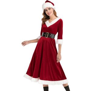 Cuteshower Mrs. Claus Costume Christmas Red Dress Cosplay Outfits for Women (Large)