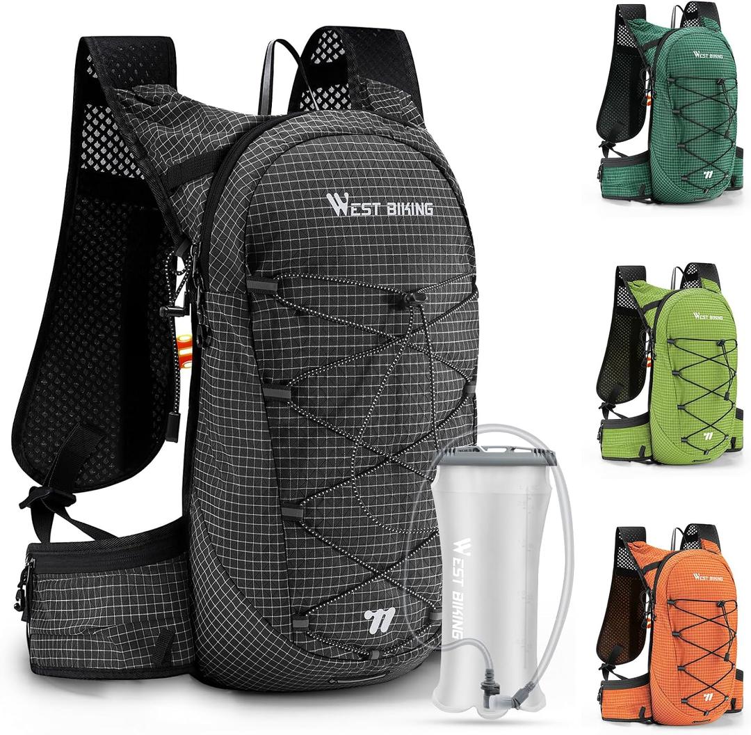 Lightweight Hydration Backpack with 2L Water Bladder Running Hydration Vest Backpack Specialized Hydration Pack for Cycling, Hiking, and Mountaineering, Black