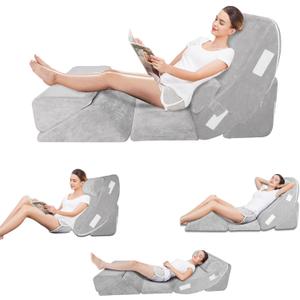 Orthopedic Bed Wedge Pillow Set for After Surgery Recovery, Body Positioners for Back and Leg Pain Relief, Adjustable Memory Foam Comfort for Sitting up in Bed, Ideal for Adult Acid Reflux & GERD 6 Piece