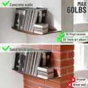 Floating Shelves for Concrete Wall: Solid Wood Shelf 15.75 and 23.6 inch with Heavy Duty Hidden Bracket for Display Books Plants Vinyl Ceramics Collectibles (Dark Brown)