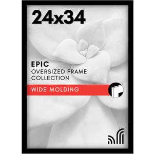 Americanflat 24x34 Poster Frame with Polished Plexiglass - Black Picture Frame - Wide Photo Frames Made of Engineered Wood for Vertical or Horizontal Wall Display - Epic Collection - Black