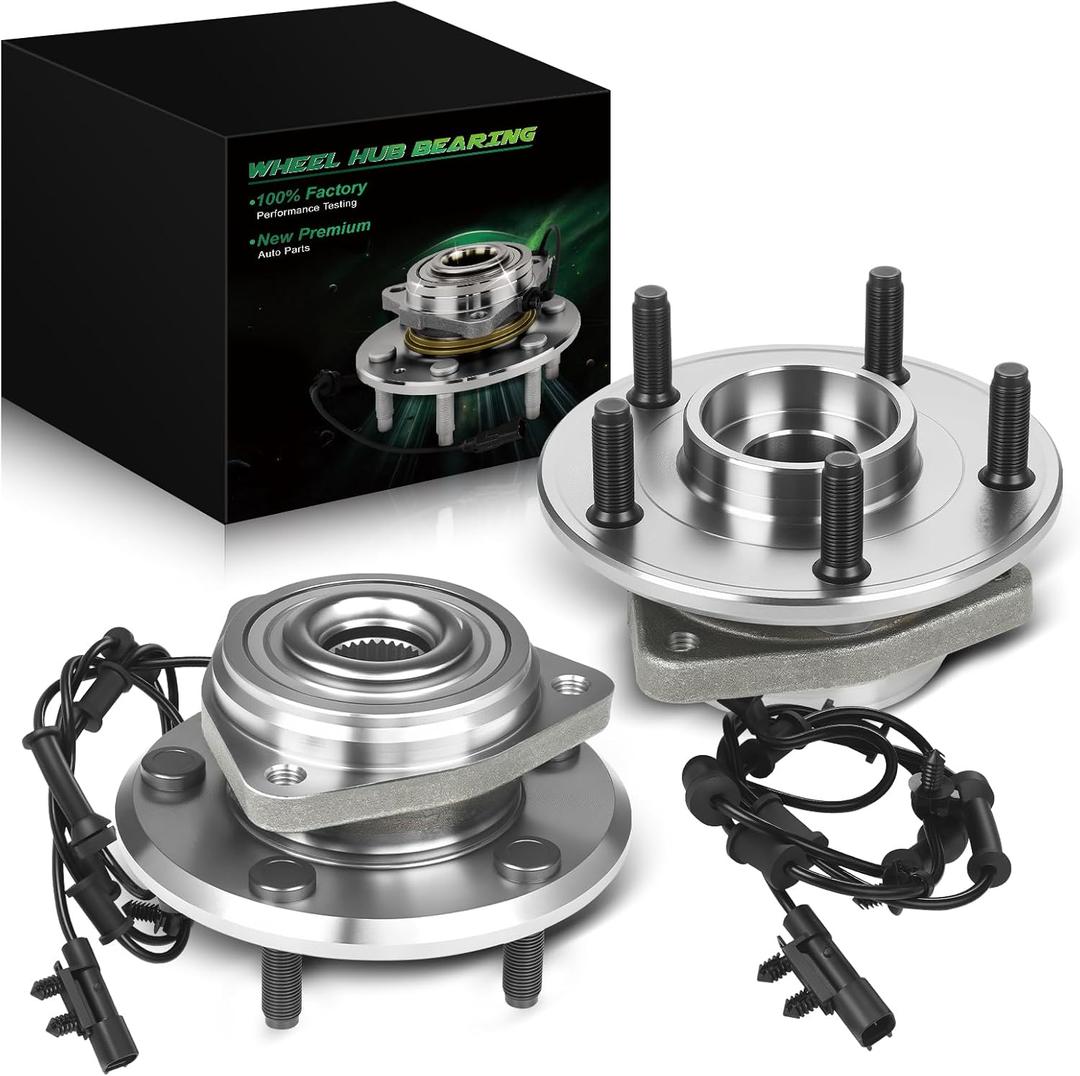 Set of 2 Front Wheel Bearing and Hub Assembly with ABS & 5-Lug Fit for:-Jeep Wrangler 2011 2012 2013 2014 2015 2015 2017, Wrangler JK 2018 3.6L 3.8L OE# 513369 HA590482 52060398AD 52060398AE