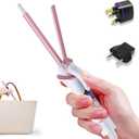 Small Barrel Mini Thin Curling Iron for Short Hair Dual Voltage with European UK Plug Adapter 3/8 Inch Travel Size Curling Iron to Tight Corkscrew Curls with 30S Fast Heating, 5 Temps for Global
