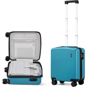 Hanke 16 Inch Underseat Carry On Luggage, Airline-Approved Hard Shell Small Suitcase with Spinner Wheels, Lightweight Tsa Lock Travel Luggage for Short Trips(Caribbean Blue)