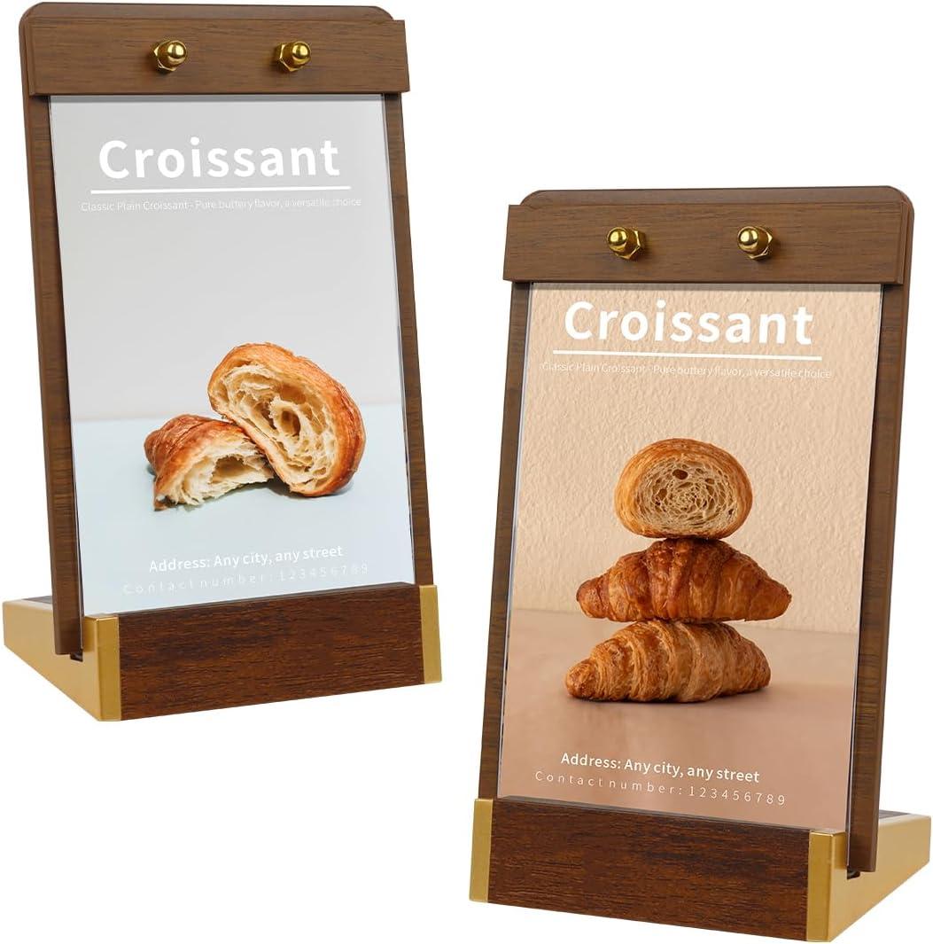 2 Pack Mini Tabletop Sign Holder 4X6 Acrylic Sign Display Vertical for Stall Store/Hotel/Restaurant Counter Office Event Name/Number Holder