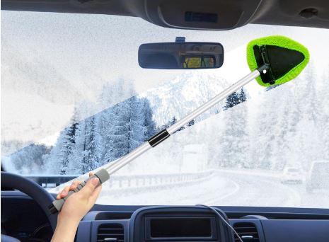 XINDELL 29-inch Windshield Cleaner Tool - Car Interior Cleaning Brush Kit with Extendable Handle, 2 Microfiber Towel Pads, Auto Glass Cleaning for Car Detailing, Trucks, SUVs, RVs, and Home Windows