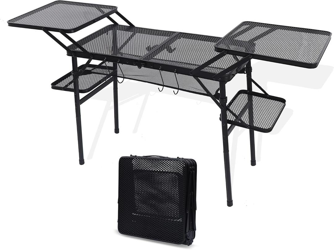 Nice C Camping Table, Compact Folding Table, Tailgate Grill Table, Outdoor Tables, Camping Tables That Fold Up Lightweight, with 4 Side Tables & Mesh Net for BBQ, Camping, 31.5 x 15.8 x 29.9 inches