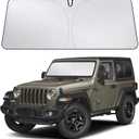 Econour Windshield Sun Shade Compatible for Jeep Wrangler & Gladiator 2018-2024 2025 2026, Sun Visor for Front Windshield & Window Sun Shade Cover, UV Heat Blocker & Protector, Car Accessories