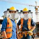 1 Set Hard Hat Sun Shade with Dual Solar Fan, Detachable Hard Hat Visor Full Brim with Neck Protection, High Visibility Mesh Hardhat Sun Shield Reflective Strip for Construction Workers (Light Grey)