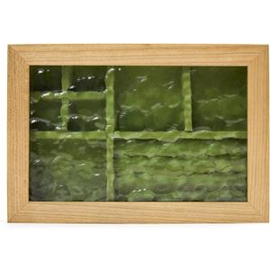 Pandapark Wooden Jewelry Box with Glass Lid, Multi-Compartment Storage Display Case, Walnut Green