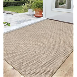DEXI Indoor Door Mat 24x36, Washable Entrance Mats with Non Slip Rubber Back, Ultra Thin Entryway Mats Absorbent Dirt Carpper Front Back Doormat for Entry Floor Inside Home, Khaki