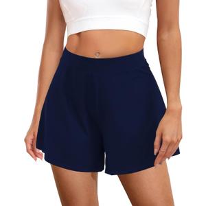 WHO IN SHOP Lounge Shorts for Women High Waist Ultra-Soft Cozy Sleepwear Pj Shorts Pajamas Bottom-5" Inseam (Blue, XL)