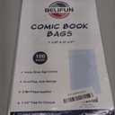 100ct Silver-Age Comic-Book-Bags and Boards - Reusable Comic Book Boards and Bags for Comic Book Storage, 1 1/2" Flap Comic Bags and Backing Boards, Clear Protector and Protection Board Cardboards