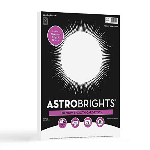 Astrobrights/Neenah Bright White Cardstock, 8.5" x 11", 65 lb/176 gsm, White, 75 Sheets (90905-02)