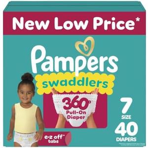 Pampers Swaddlers 360 Pull-On Diapers, Size 7, 40 Count for up to 100% Leakproof Skin Protection and Easy Changes