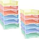 Set of 12 Pastel Turn in Trays for Teachers Stackable Classroom Paper Letter Trays Plastic Classroom Desk Letter Organizer Tray Storage Baskets for Library, Drawers, Office, Home