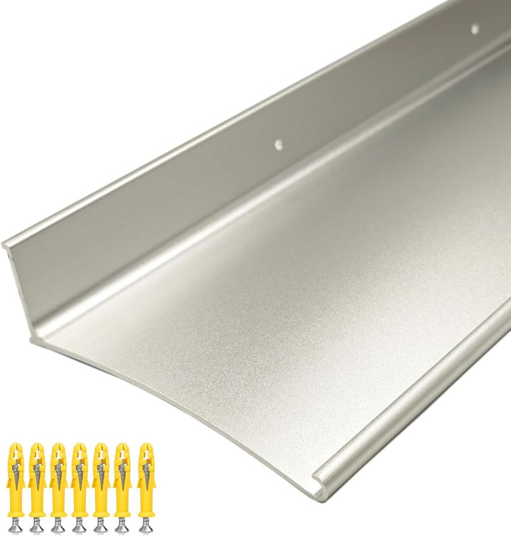 Extra Wide 5.12" W Door rain drip Guard Overhead,43.3" L Aluminum drip Cap for Exterior Doors Window Top,rain drip Edge Flashing,Water Deflector,rain Diverter,Anodized Silver 1PC