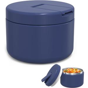12oz Kids Soup Thermo for Hot Food Insulated Vacuum Food Jar with Buckle Lid, Stainless Steel Wide Mouth Leak Proof Lunch Container for School Travel-Blue