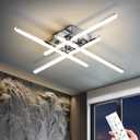 24in Modern LED Ceiling Light, 40W Dimmable with Remote Control Semi Flush Mount Ceiling Light Fixture, Chrome LED Ceiling Lamp for Bedroom Kitchen Living Room