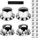 Aeagle Dome Rear Axle Cover Combo Kits for Semi Truck Hubs w/Screw-On 33mm Lug Nut, ABS Plastic Chrome Plated, 10 Hole Removable Caps, 4Pcs
