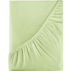 Royale Linens 400 Thread Count 100% American Grown Cotton Fitted Sheet Full Size - All Around Elastic Fitted Sheet - Luxury Sateen Weave - Snug Fit Bottom Sheet Fit Up to 16" (Full, Florentine Sage)