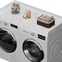 efluky Washer Dryer Countertop, Wood Countertop with Edge Rails for Laundry Room Organization and Storage, Washer Dryer Topper for Laundry Room, 27.5" x 54" White Marble