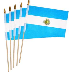 12 Pack 5x8 Inch Small Argentine Flags on StickFlag of Argentina with Kid-Safe Spear Top, Polyester Full Color Tear-Resistant Flag,Patriotic and Party Decorations, Suitable for Parades, Festival Celebrations, Anniversaries, International Festivals.
