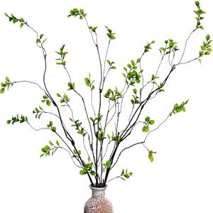 4 Pcs Artificial Ficus Branches Faux Eucalyptus Stems, 47.2 Inch Fake Greenery Stems Artificial Plants for Vase Filler Decoration, Fake Leaves Branches Centerpieces Decor