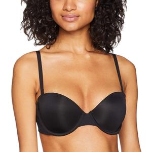 Maidenform Self Expressions Strapless Demi Bra, Smoothing Underwire Bra, 5-Way Convertible T-Shirt Bra (34D, Black)