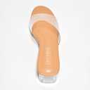 Cape Robbin Women's Clear Low Block Heels - Slip-On Transparent Round Open Toe Sandals (Anjelic) (Beige)