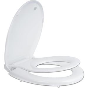 Hibbent Potty Training Toilet Seat, Built-in Magnetic Seat, Lid with Oval Cover, Never Loosen and Slow Close Convertible Toilet Seat for Kids, Adult and Child (White, Round)